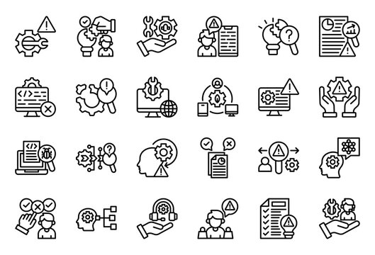 Tecnical Problems Icon Collection Set. Clean Outline Icon Vector Illustration.
