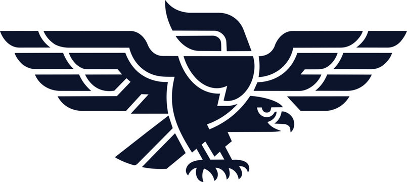 Eagle hawk bird flying logo design vector illustration animal majestic predator symbol