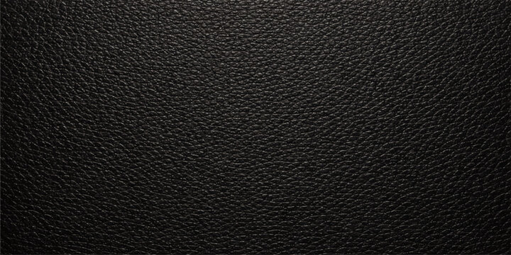 Macro closeup of a dark black leather texture background featuring a natural animal hide pattern and rough textured surface material for a dark wallpaper design