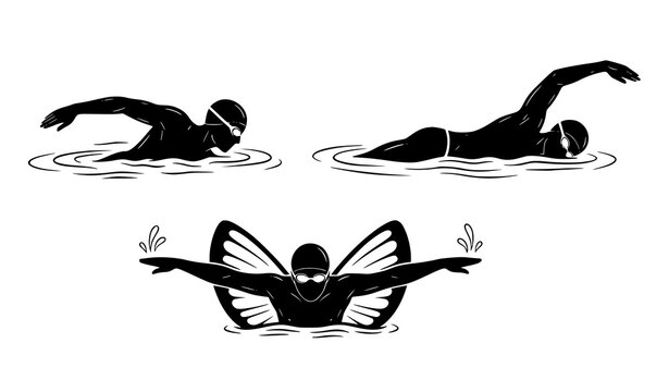 Minimal swimmer vector illustration clipart for print and design