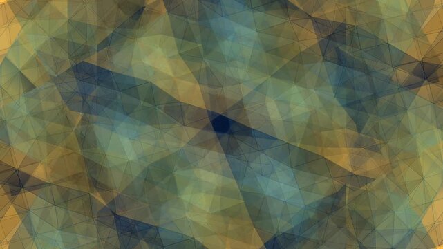 Abstract geometric pattern with overlapping triangles in shades of blue and gold on a textured background