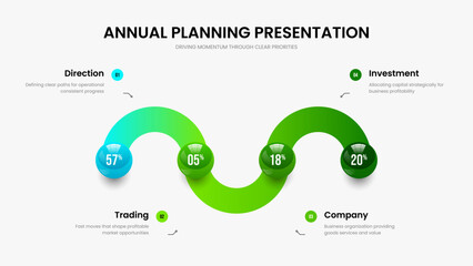 Minimal Report 4 Step Diagram Slideshow Template. Creative Analysis Four Element Chart Slide Layout. Digital Portfolio Frame Design Vector Illustration.