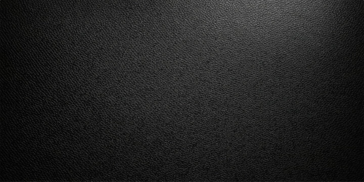 A dark black leather texture background features a macro closeup of a rough material surface with a detailed textile pattern and aged skin structure for a grey fabric design backdrop