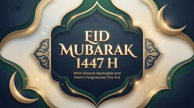 Eid Mubarak 1447 H With Sincere Apologies and Warm Forgiveness This Eid Islamic Greeting Card
