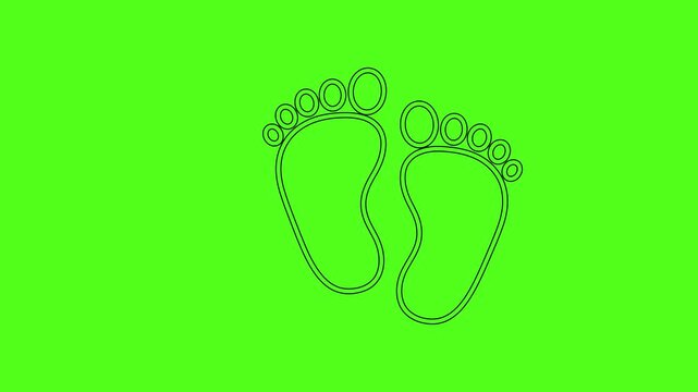 Tiny Baby Footprints Line Art Animation Icon for Pregnancy and New Birth Content