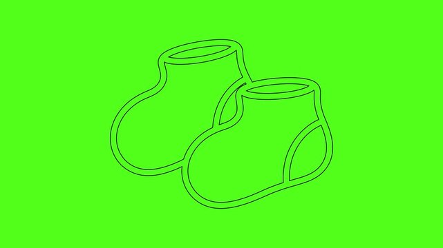 Sweet Baby Booties Socks Line Art Animation Icon for Newborn and Maternity Video
