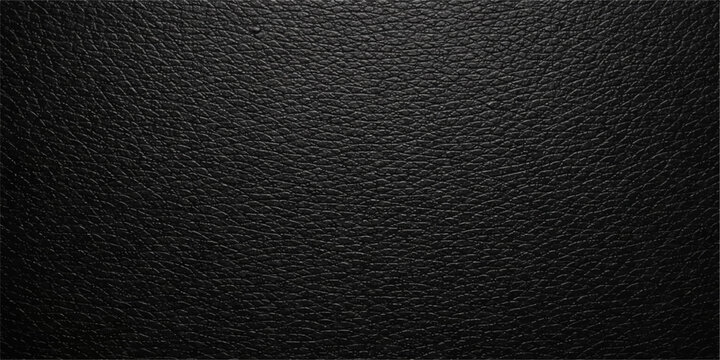 A dark macro closeup of a natural black leather texture background reveals a rough animal skin pattern and detailed material surface structure, perfect for a gritty textile design wallpaper or backdro