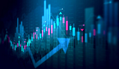 Stock market investment trading graph growth.Trade business analytics graph and financial chart.Digital financial chart indicators, stock market business and exchange financial growth graph.