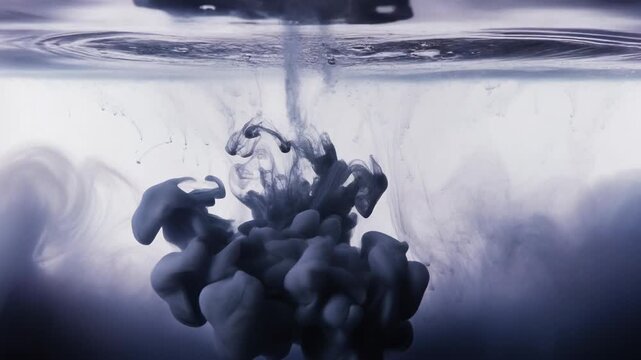 Deep blue ink expanding underwater abstract pattern