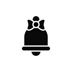 Decorative bell with bow icon, a charming black silhouette symbolizing holidays and festive greetings © Shahadat_Stock