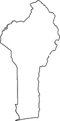 Blank outline map of Benin with black borders on white background for educational geography projects coloring pages and professional infographic design