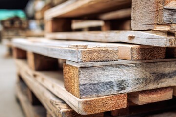 Stacked Wooden Pallets Ready for Industrial Use