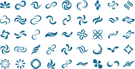 Fototapeta premium Abstract Flowing Wave and Swirl Shapes Vector Set – Modern Decorative Elements Collection