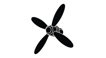 Black and white illustration of an airplane propeller against a white background © MdSamsuzzaman