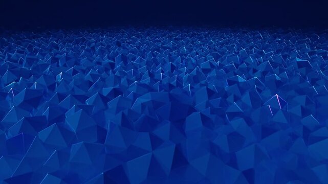 Dark blue 3D geometric pyramid landscape with futuristic vibe