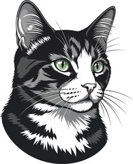 Black and white cat head vector illustration © artisyancanvas