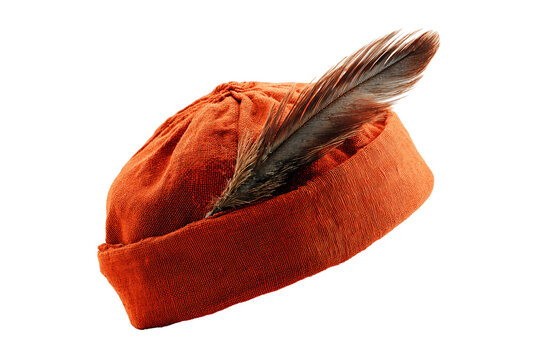 Authentic Chitrali cap made from warm wool with feather accent isolated on transparent background