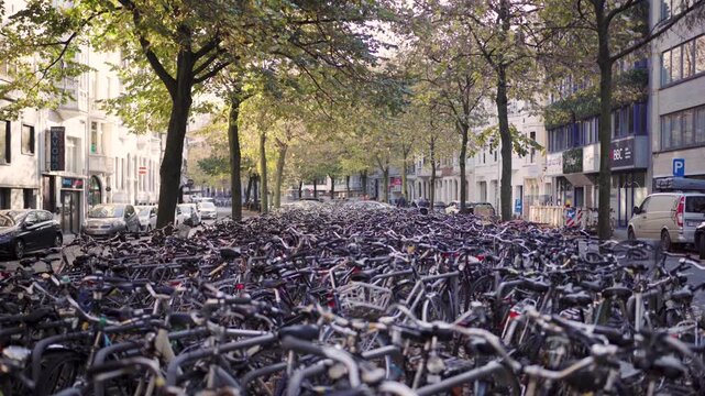 Full bicycle parking spot on street in Ghent