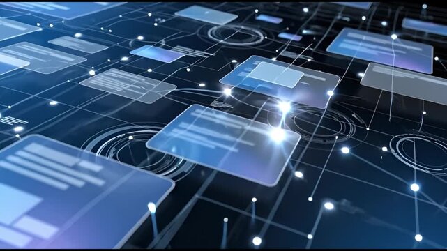 Dynamic digital interface with futuristic data visualization elements