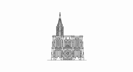 Obraz premium Ornate gothic cathedral facade with a tall spire and rose window