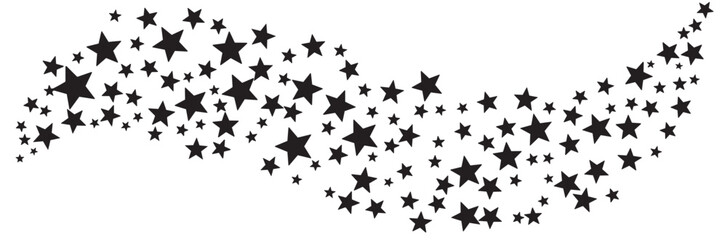 Black star scatter vector background, decorative silhouette stars trail and celebration pattern isolated on transparent background © Ярослав Дацко