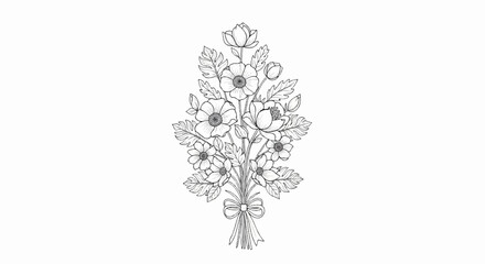 Sketch of a floral arrangement with a bow at the bottom