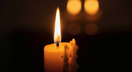 Candlelight Glow Warm with Cozy Flame in Darkness.