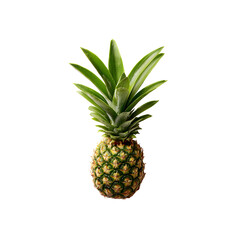 Obraz premium Fresh green pineapple with leaves isolated on transparent background