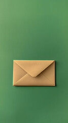 Brown Kraft Envelope Flat Lay on Dark Green Minimalist Background