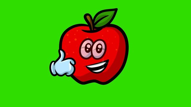 Red apple mascot thumb up animation