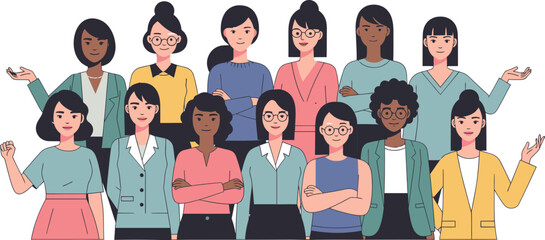Obraz premium Diverse group of women in professional attire standing together