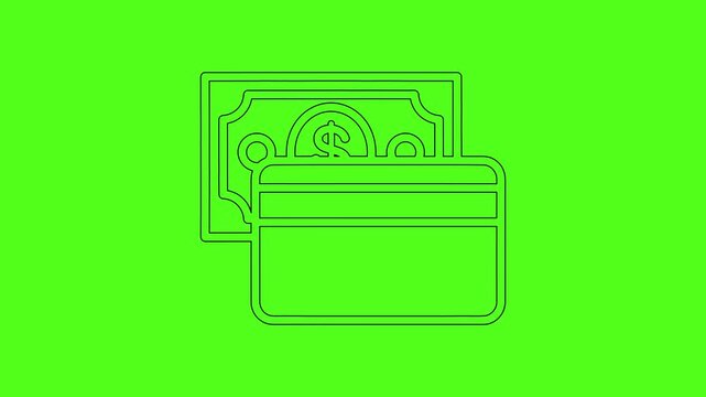 Money Bill and Credit Card Line Art Animation for Financial and Payment Concepts