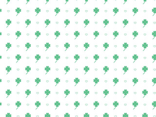 Green Shamrock and Heart Repeating Pattern