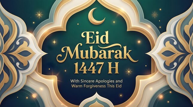Eid Mubarak 1447 H - Wishing you a blessed and joyful celebration with warm greetings and heartfelt apologies