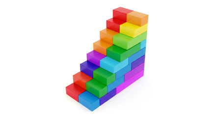 Fototapeta premium Colorful alphabet letter blocks stacked in pyramid shape isolated on transparent background