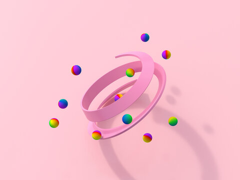 Abstract 3D rendering with colorful spheres symbolizing network and harmony