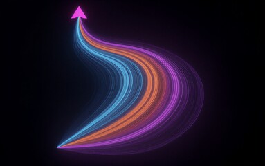 Vibrant glowing trails form a winding path toward a radiant purple