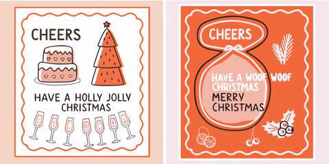 Festive christmas cards with cheerful greetings and celebratory illustrations © Sujal