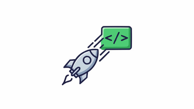 Rocket Ship With Code Symbol.