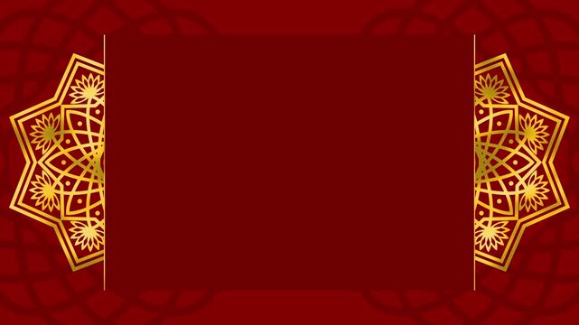 ramadan chinese new year ornament pattern in red color, premium with gold mandala flower. seamless animation for greeting al fitr eid adha wedding and chinese new year
