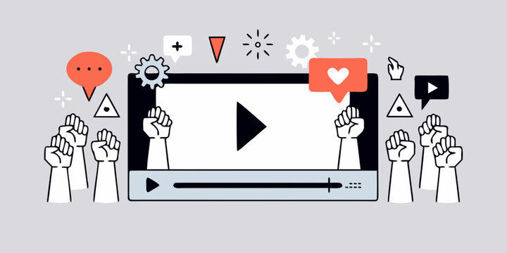 Digital activism and social media protest illustrated with graphic elements