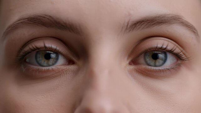 Close up of a pair of bright expressive eyes with prominent eyebrows