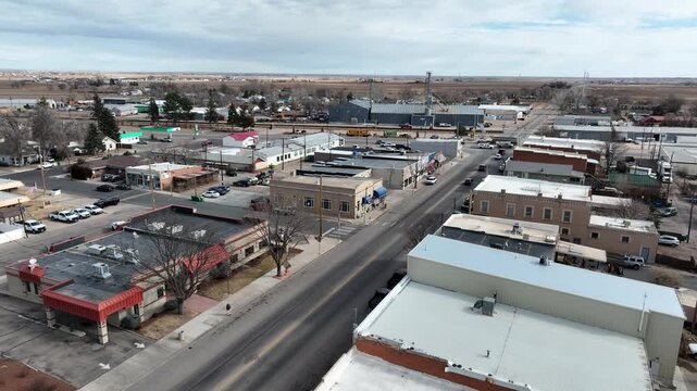 Ault Colorado downtown mains street slow slight pan shot