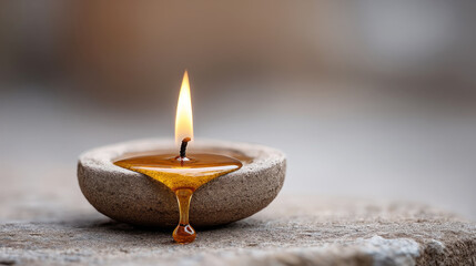 Nordic pagan winter holidays concept with close up of pine resin candle