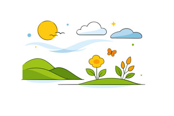 Fototapeta premium Spring photography background soft abstract shapes inspired by sky and greenery arranged in a calm balanced composition, expressing freshness, light and