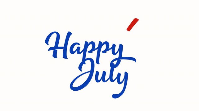 Happy 4th of july phrase in patriotic colors perfect for greeting videos, social media posts, and promotional materials. Include alpha channel for any background.