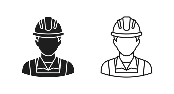 Labor day construction worker silhouette safety helmet icon design Vector