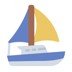 sailboat flat icon. wind sailing vessel. water sport. ocean adventure © andinur