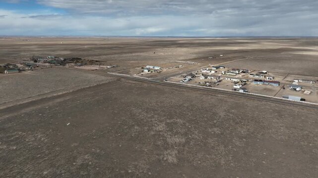 Purcell township drone pan to show the ranch dry conditions 2026 winter drought.