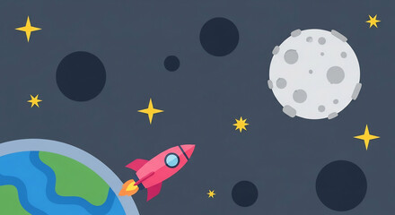 宇宙飛行士を夢見る子供のための可愛い宇宙イラスト